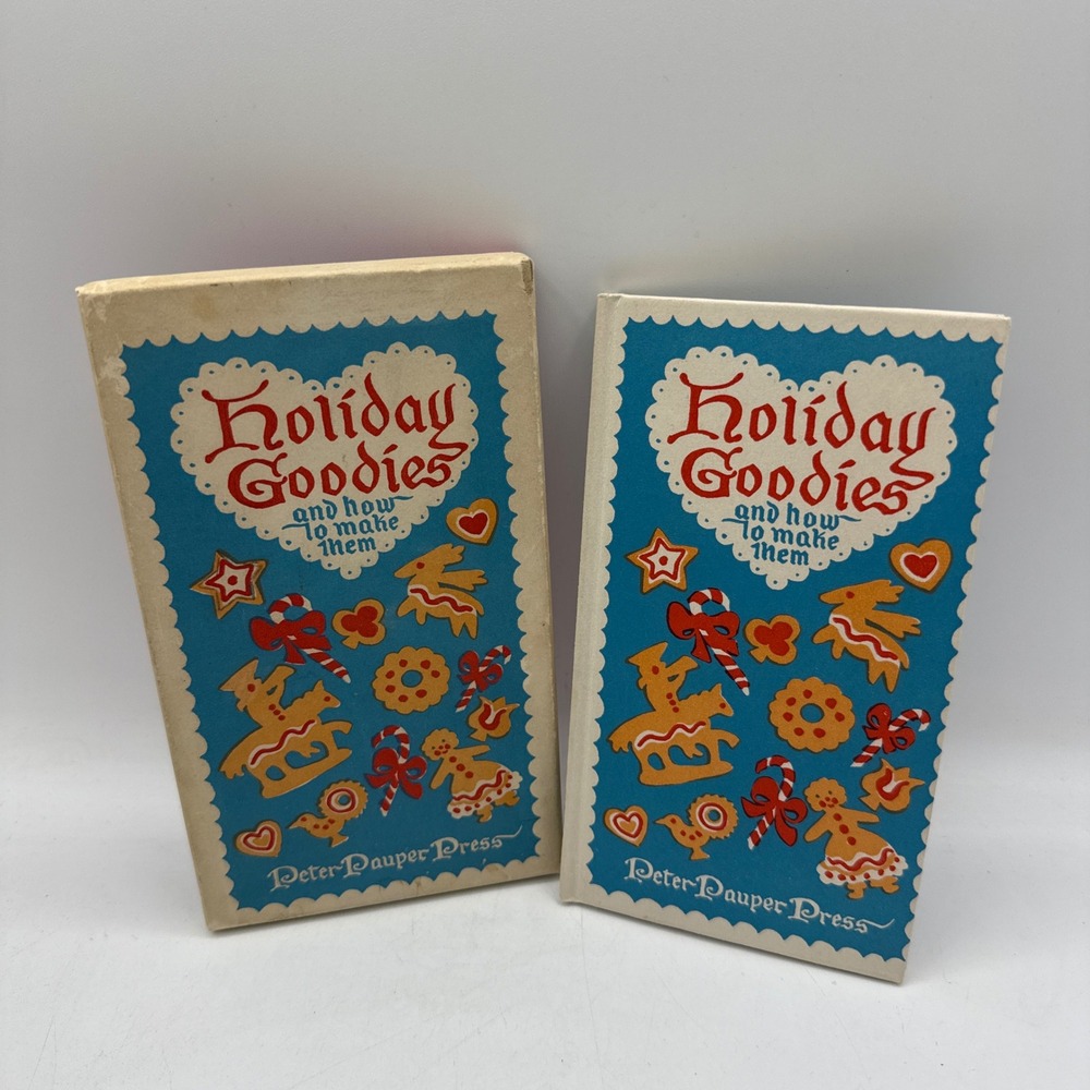 Peter Pauper Press Holiday Goodies Cookbook Blue 1952 Illustrated W/Box Vtg MCM
